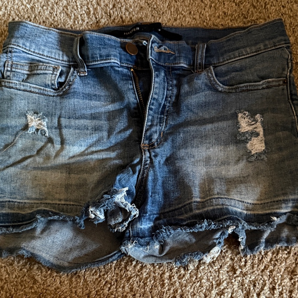 Harper Blue Distressed Jean Shorts